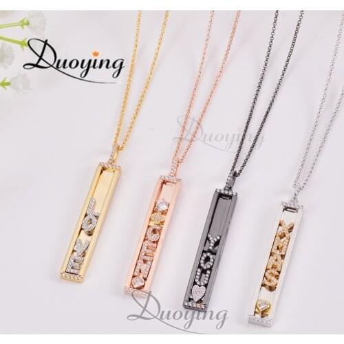 Duoying DIY Charms Slider Necklace Custom Name Necklaces Zirconia Letters Custom Choker Personalized Name Necklace Xmas Gift