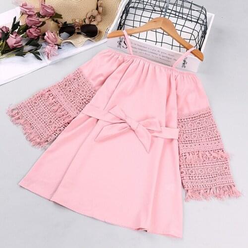 Girls' Dresses, Summer New Childrens Wear, Long-sleeved Solid Color Princess Dress Girls Clothes