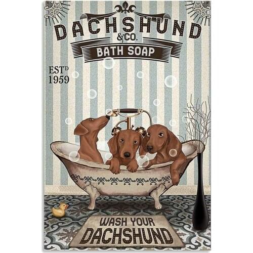 Dachshund Retro Vintage Tin Sign Bar Cafe Art Bar Decoration Living Room Bedroom Office Decoration 20x30cm Farmhouse Decor