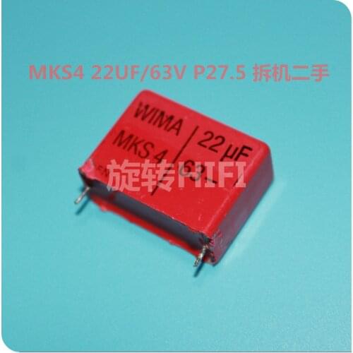 Second-hand WIMA 27.5MM Film audio capacitor 226 63v 22UF MKS4 red P27.5