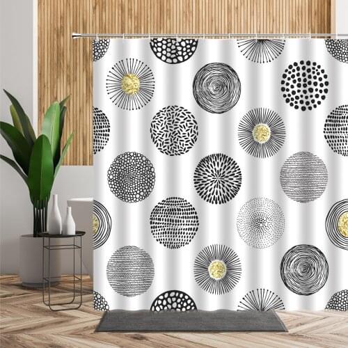 Geometric Shower Curtain Simple Creative Abstract Graphics 3D Printing Bathtub Screen Waterproof Bath Curtains Polyester Fabric