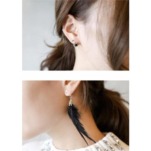 Idealway New Arrival Irregular Fashion Black Feather Tassel Long Drop Dangle Earrings Women Bohemian Party Earring Jewelry