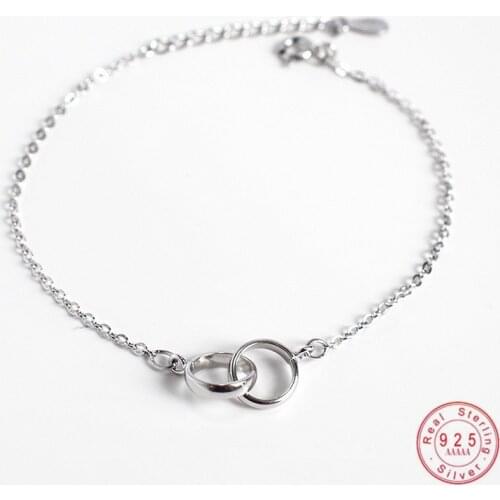 925 Sterling Silver "never separate" Simple Retro Ring Bracelet Women Light Luxury Temperament Girlfriends Couple Jewelry