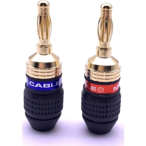 1Pair 4MM Banana Plug Monster 24K Gold Plated Pure Copper Speaker Adapter Screw Speaker Plugs Audio Connectors Plugs