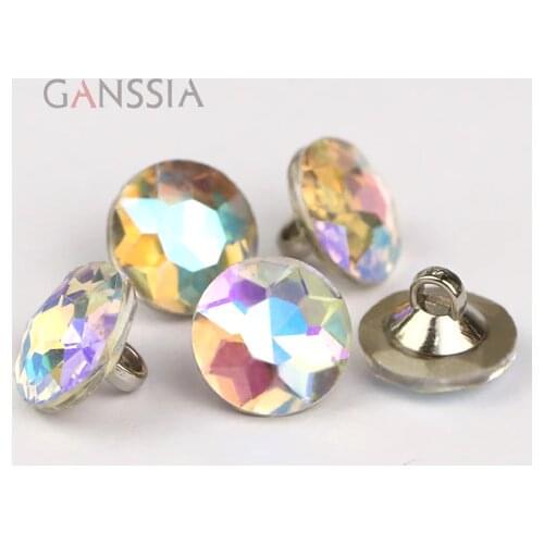 10pcs/lot Beautiful Clear AB color Glass imitation gemstone buttons Sewing buttons for shirt Crystal buttons (SS-97-5)