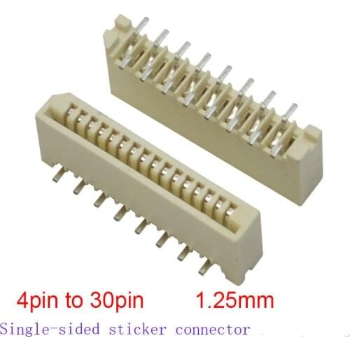 100Pcs FPC FFC 1.25mm Pitch 4 5 6 7 8 11 12 14 15 16 17 to 30 Pin Dual Contacts Straight DIP Ribbon Flat Connector