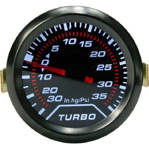 52mm 2inch Car Turbo Boost Pressure Pointer Gauge Meter Dials LED Vacuum U Bracket & Screws Kit with Plastic Hose Accessories