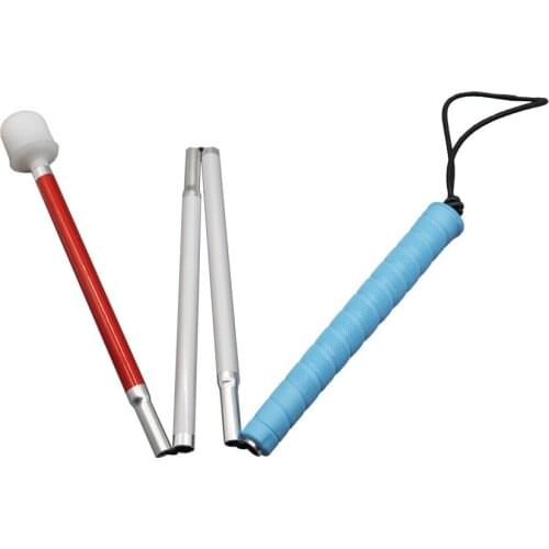 80cm / 90cm / 100cm Aluminum Mobility Folding White Cane for the Blind, Folds Down 4 Sections,for Children, Black Handle 4X-BLU