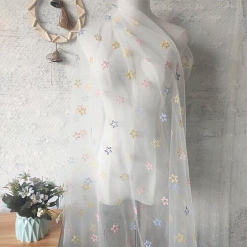 White mesh pink embroidery lace fabric DIY ladies wedding childrens clothing fabric cradle home textile sofa decoration