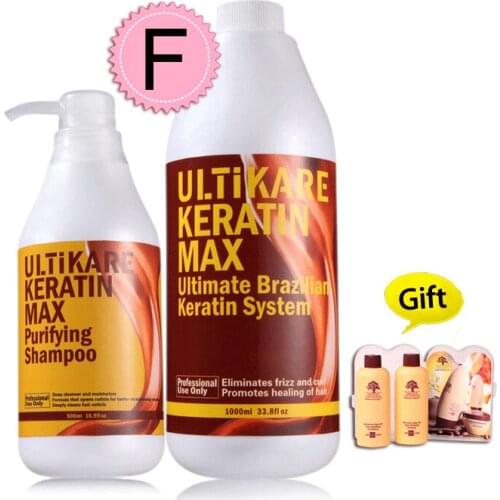 Free Formalin Brazilian Keratin Treatment Straighten Frizzy Hair+500ml Purifying Shampoo Make Smoothing Shiny Hair Free Shipping