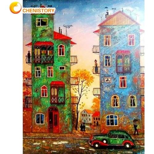 CHENISTORY Picture By Numbers For Adults Children Hand Painted Colorful House Oil Painting 60x75cm Frame Home Wall Decor Paints