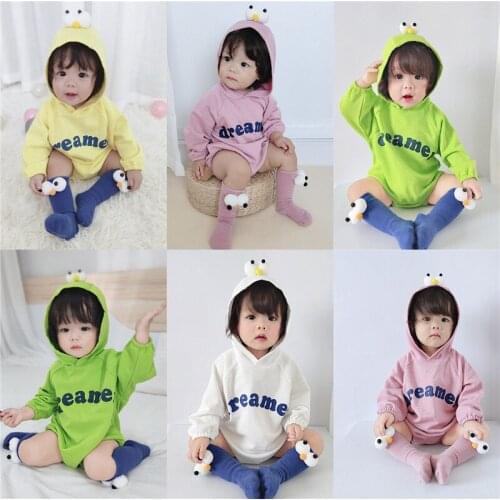Baby Cotton Clothes Infant Long Sleeved Bodysuit Boys Girls Cute Cartoon Big Eyes Hoodies Newborn Outfit Autumn 0-18Months