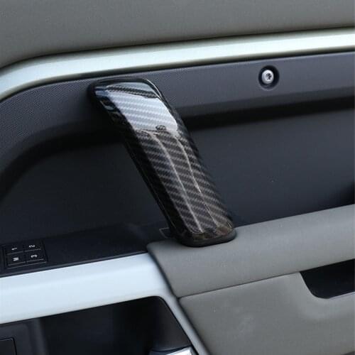 For Land Rover Defender 110 2020 2021 ABS Chrome Carbon Fiber Car Inner Handle Decoration Cover Trim Stickers Accessories