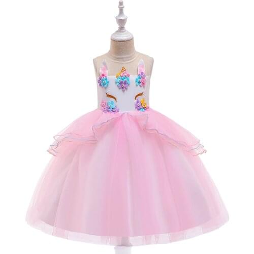 Girls Unicorn Tutu Dress Rainbow Princess Kids Party Dress Girls Christmas Halloween Pony Cosplay Costume 4-12
