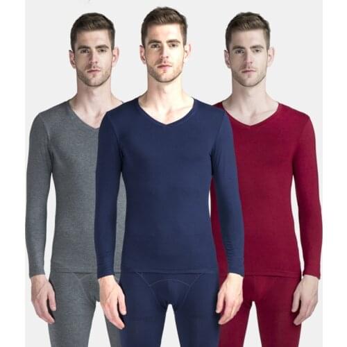 Long johns men modal thin thermal underwear V neck elastic body shapers Asian size XL to 6XL very large size