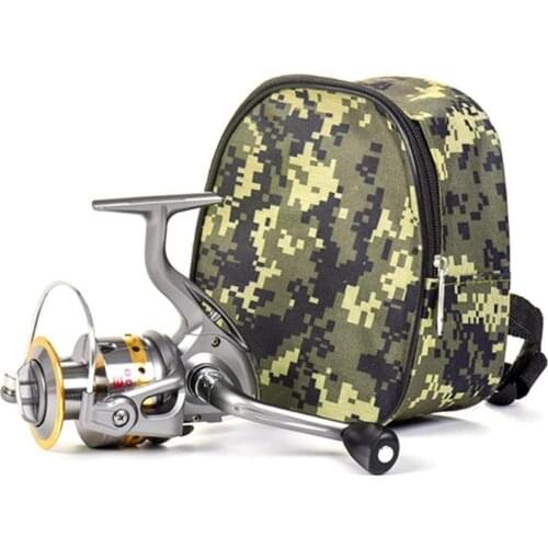 Camo Portable Spinning Fishing Reel Bag Protective Case Pouch Fishing Army Green Digital Camouflage Fishing Accessories