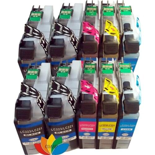 10 Pack Compatible LC-221 LC-223 Ink Cartridge for Brother DCP-J4120DW MFC-J5320DW J5620DW J5625DW J5720DW Printer