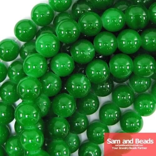 10mm Dark Green Round Glass Loose Beads for Jewelry Making Approx 80pcs Beads Per Strand Free Shipping