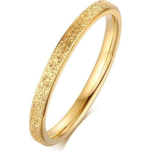 LETAPI Classic Simple 2mm Matte Ring Stainless Steel for Women Trendy Tail Ring Rose Gold/Silver Color Wedding Band Jewelry Gift