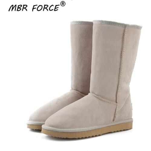 MBR FORCE classic Genuine leather Fur Snow boots women High quality Australia Boots Winter Boots for women Warm knee high shoes