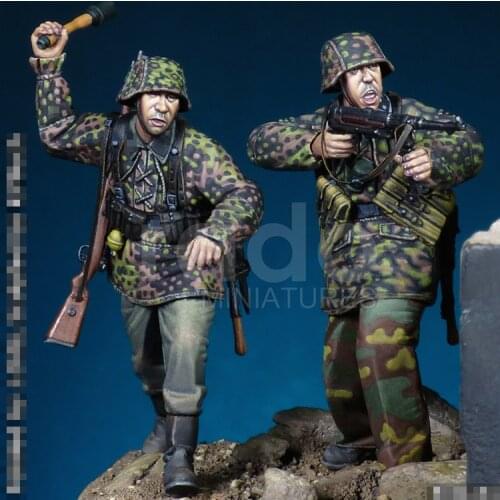 1/35 Resin Model Kit figure GK Soldier, Grenade soldiers and machine gunners in combat, Unassembled and unpainted kit