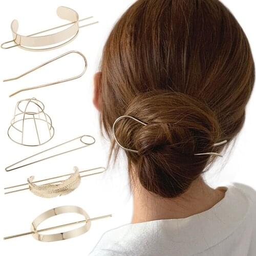 New Fashion Minimalist Girl Hair Jewelry Hair Bun Holder Cage Hair Accessories Women Hair Stick Alloy Round Top Hairpin