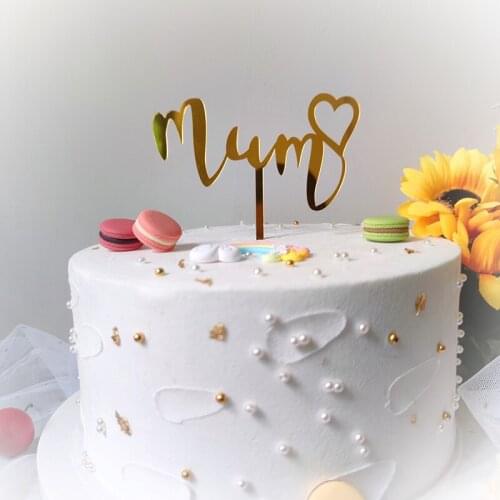 New Mum Acrylic Mothers Day Cake Topper Rose Gold Mom Baking Cake Topper for Mother Birthday Party Cupcake Decoration Supplies