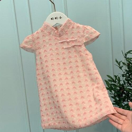 Embroidery Dress for Kids 2021 Childrens Summer Clothing Short Sleeve Girls A-Line Dress Knee-Length Princess Dresses