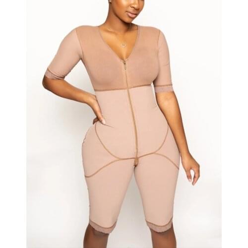 Full Body Bipper Bodysuit With Sleeves One-Piece Postpartum Shapewear Women Fajas Colombianas Post Surgery Compression BBL Post