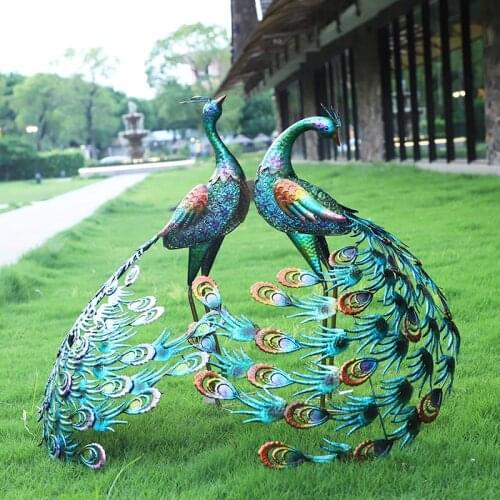 Garden Decoration Outdoor Gardening Iron Flower Rack Peacock Animal Ornaments Villa Landscaping Yard And Garden Home Decor