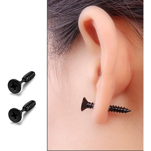 Single Personality Ear Cartilage Earring Stainless Steel Rock Cross Ear Cuff No Piercing Earring Punk Earring for Women Men