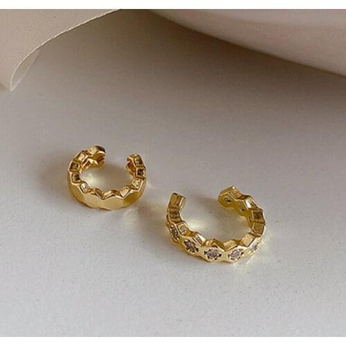 2020 Earcuff Korean&France Crystal Geometric Open Circle Clip on Ear Cuff Earrings Fake Piercing Earcuff Earrings for Women
