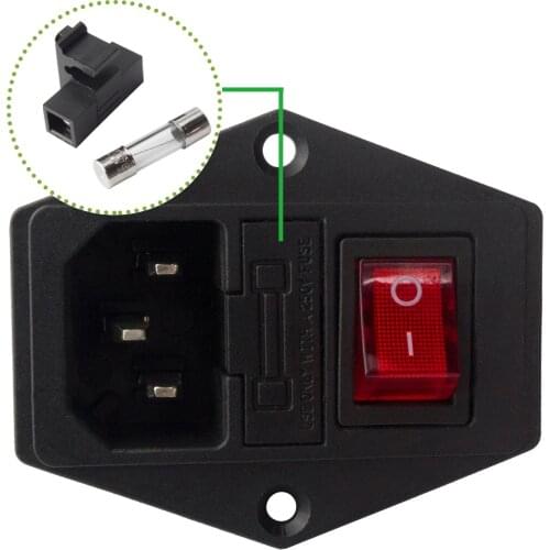 SIMAX3D 2pcs 3D Printer part Power Rocker Switch 3 pin iec switch Power Socket Switch Connector Plug 10A 250V AC for ender 3 Pro