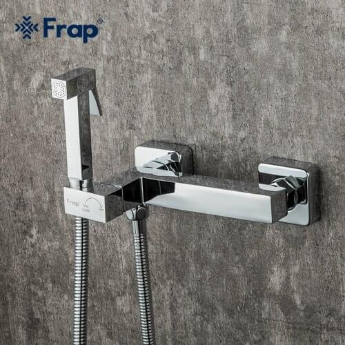 Frap Brass Single Cold & Cold hot Water Corner Valve Bidet faucets Function square Hand Shower Head Tap Crane for woman F7511