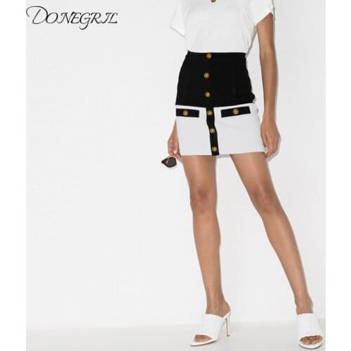 2020 Autmn New Fashion Skirts Designer Elegant Skirt Womens Lion Buttons Party Mini Skirt mujer faldas femme jupes female