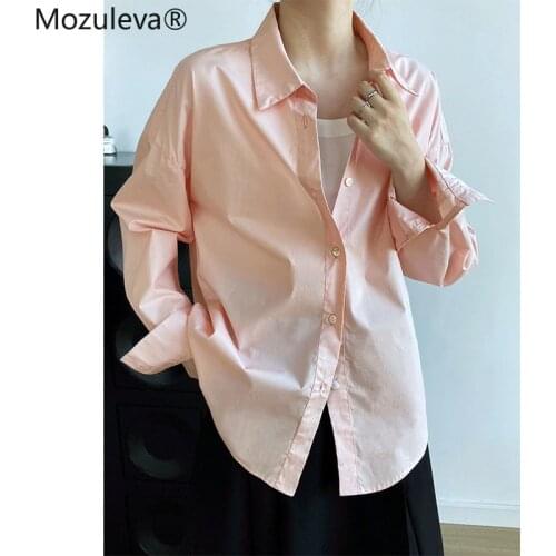 Mozuleva Women Shirt Long Sleeve Loose Woman Clothes Elegant Ladies White Shirts 2021 Basic Work Wear Tops