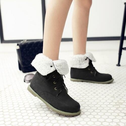 Big size 34-52 New Round Toe Buckle Boots for Women Tie Ankle Boots Heels Fashion warm Winter Spring Autumn Casual Shoes 503