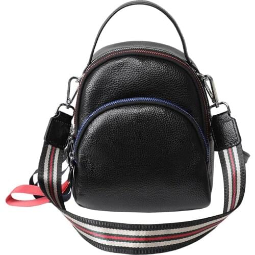 2020 Hit Color Chain Design Womens Backpack black 100% Genuine Leather Female Daily Pack Mini Double Shoulder Bag Daypack
