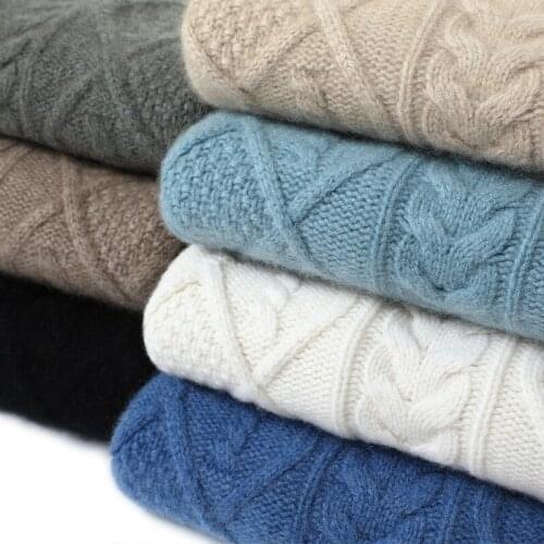 Thick pure 100% cashmere sweater women Winter Warm Autumn round neck heavy loose retro cable sweater fashion pullover