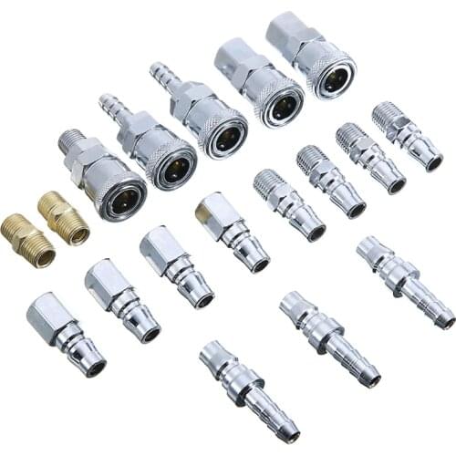 18Pcs Pneumatic Fitting Stainless Steel Quick Push Coupling Connector High Pressure Coupler Adapter for Air Compressor Tool