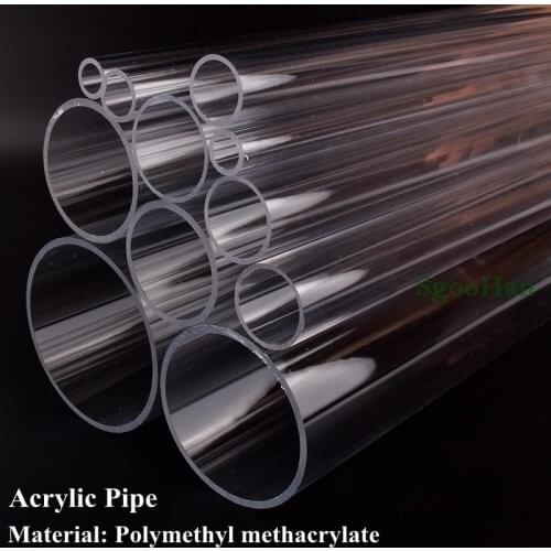 2pcs OD 16~110mm Transparent Acrylic Aquarium Fish Tank Pipe Plexiglass Water Supply Tube Home Garden DIY Watering Fittings 50CM