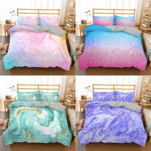 2021 Chic Girly Marble Duvet Cover Colorful Glitter Turquoise Bedding Comforter Set Abstract Aqua Teel Blue Quilt Cover