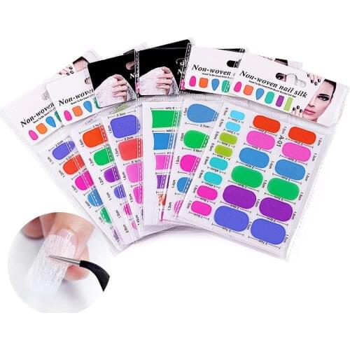 24pcs Fiberglass Silks Nail Extensions Non-woven Silk Nail Form Fiber glass UV Gel Building Guide Tips DIY French Manicure tool