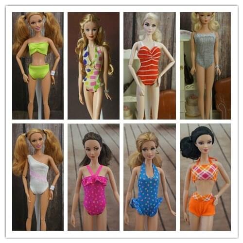 4Pcs 1/6 Doll Swimwear Fashion Handmade Beach Bikini Bathing Swimsuits Clothing Set Outfits for Barbie Dolls 1/6