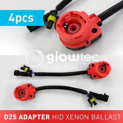 4 PCS D2 D2C D2S D2R Adapter AMP Socket Converter Cable XENON Harness Wire HID Bulb Base Adaptor Car Accessories GLOWTEC