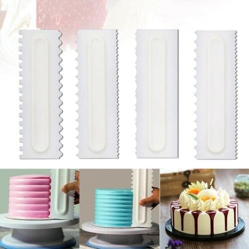 4pcs Cake Decorating Comb Icing Smoother Cake Scraper Pastry 6 Design Textures Baking Tools for Cake Tool Kitchen Accessories