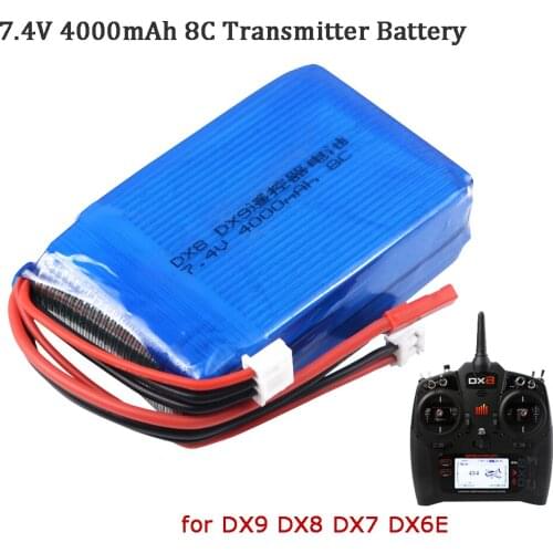 High Quality RC Transmitter Battery 7.4V 4000mAh 8C Rechargeable Lipo Battery for DX9 DX8 DX7 DX6E Remote Controller