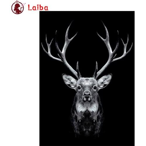 Diy Diamond Painting Black and white animal art, deer diamond mosaic full square drill diamond embroidery cross stitch decor