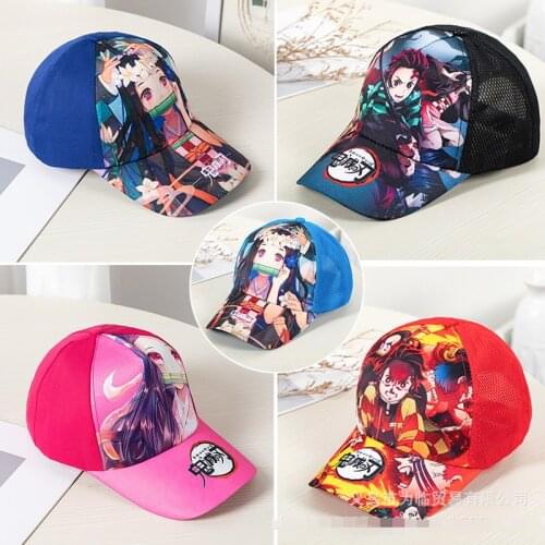 Anime Demon Slayer Sun Hat Printed baseball caps for boys and girls and cartoon caps for children