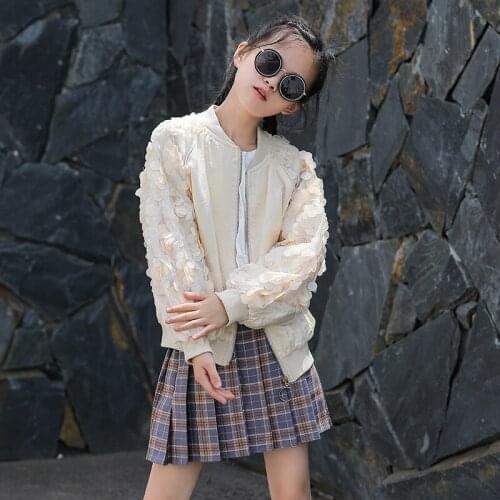 Children Girls Sequins Jacket Spring Autumn Zipper Outerwear Kids Long Sleeve Coat Children Solid Shiny Jacket Clothes 2-14Y